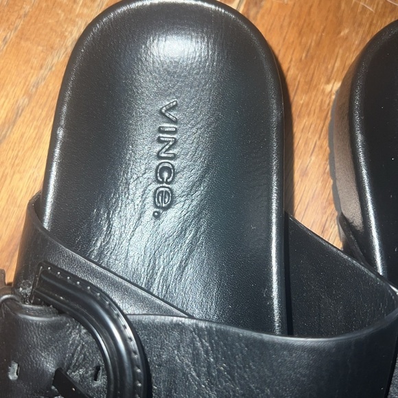 Women’s Vince Black Leather Slides - Picture 4 of 8